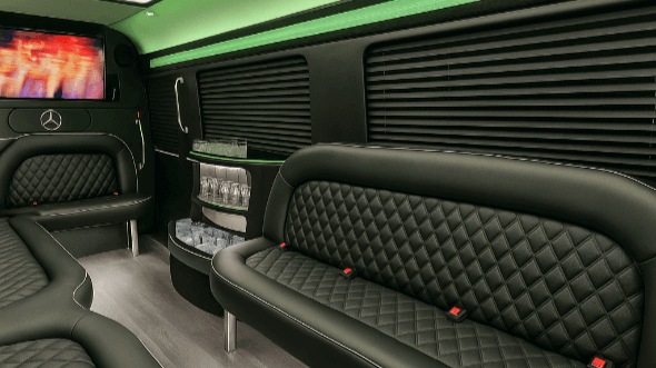 Interior of Concord Party Bus Company's 14 Passenger Sprinter Limousine in Concord
