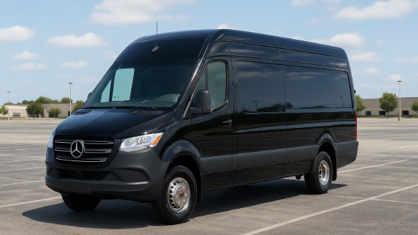 Exterior of Charter Bus Company Pleasanton's 14 Passenger Sprinter Limousine in Pleasanton