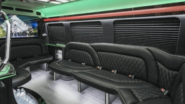Interior of Charter Bus Company Fremont's 15 Passenger Party Bus in Fremont
