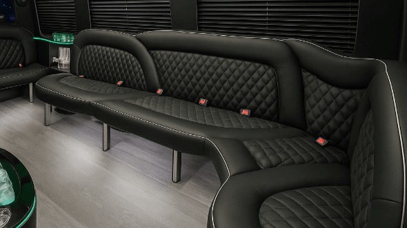 Interior of Charter Bus Company Oakland's 15 Passenger Party Bus in Oakland