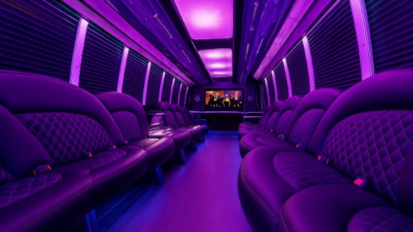 Interior of Concord Party Bus Company's 25 Passenger Party Bus in Concord