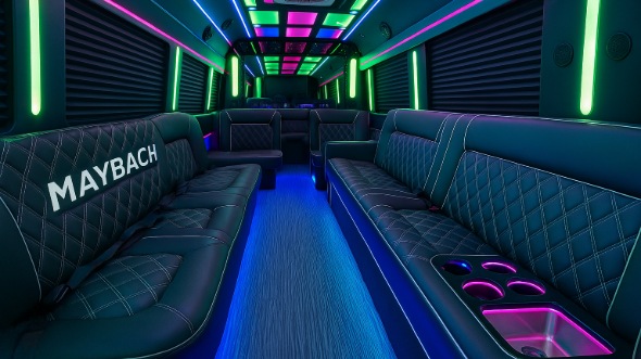 Interior of Charter Bus Company Walnut Creek's 25 Passenger Party Bus in Walnut Creek