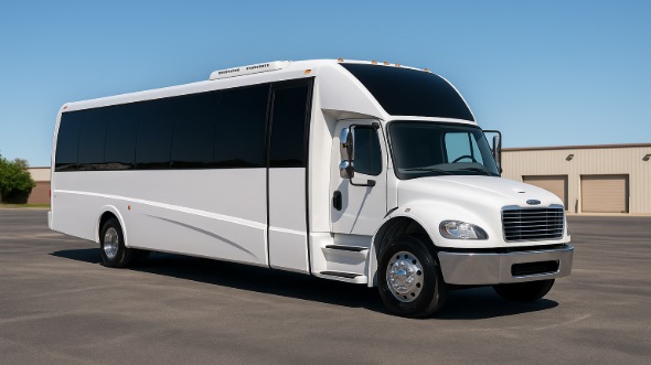 Exterior of Charter Bus Company Pleasanton's 30 Passenger Party Bus in Pleasanton