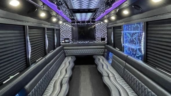 Interior of Charter Bus Company Hayward's 40 Passenger Party Bus in Hayward