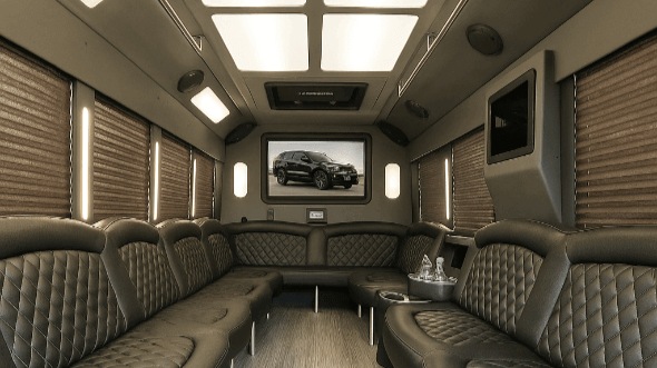 Interior of Charter Bus Company Walnut Creek's 50 Passenger Party Bus in Walnut Creek